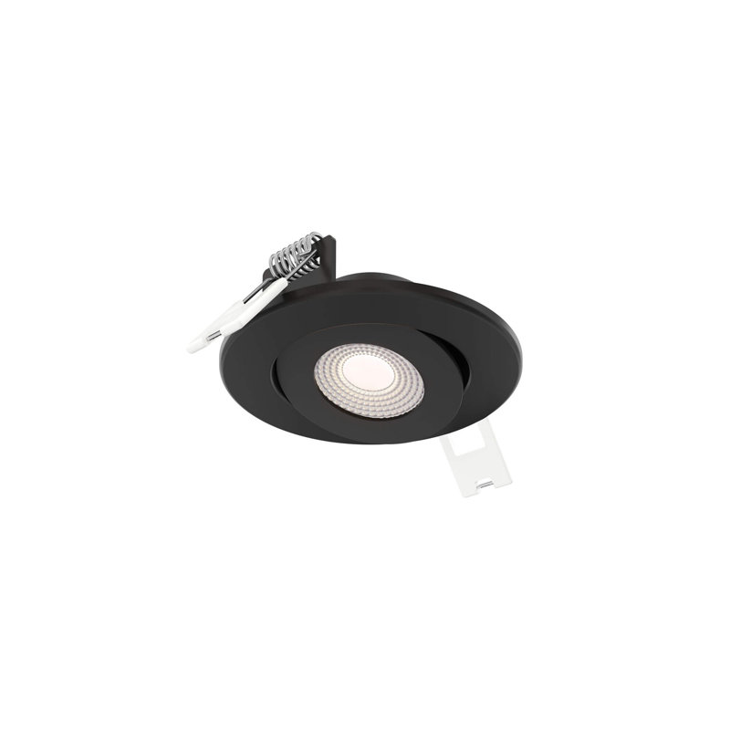 Pivot 2'' Selectable Color Temperature 7 Watt Dimmable Air-Tight IC Rated LED Canless Recessed Lighting Kit, Black