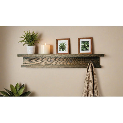 3 Piece Oak Shelves With Hooks