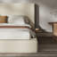 Structure de lit très grand AirFrame avec table d'appoint coulissante réglable, coussin éponge rembourré en velours côtelé de 8,7 po, assemblage facile (blanc crème)-133388862-133388863