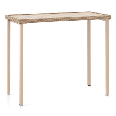 48" Outdoor Counter Height Table Patio Bar Table Heavy Duty Rectangle Metal Frame