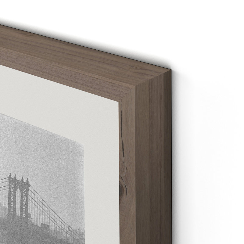 Brooklyn Bridge Print by Barbara Alper, W 30" x H 40", Rustic Walnut