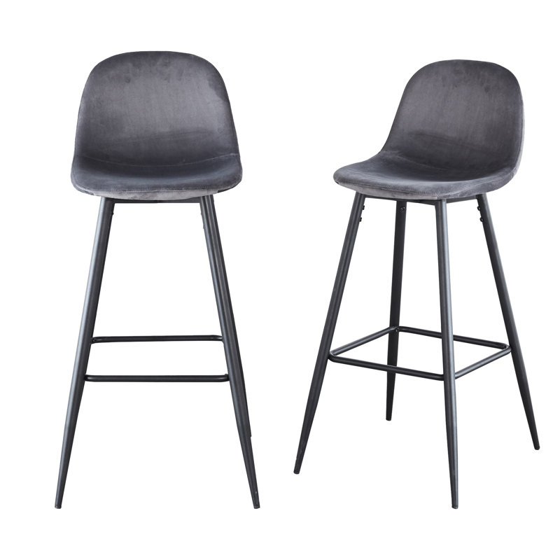Velvet Bar & Counter Stool, Gray