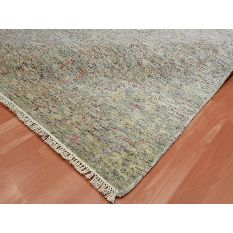 Tapis unique gris pierre noué à la main nouvel âge 8 pi x 10 pi 2 po Tyresse