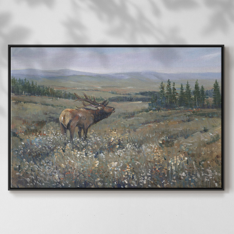«Western Wildlife I», peinture sur toile encadrée, H 27 po x l 41 po x P 2 po, Cadre noir