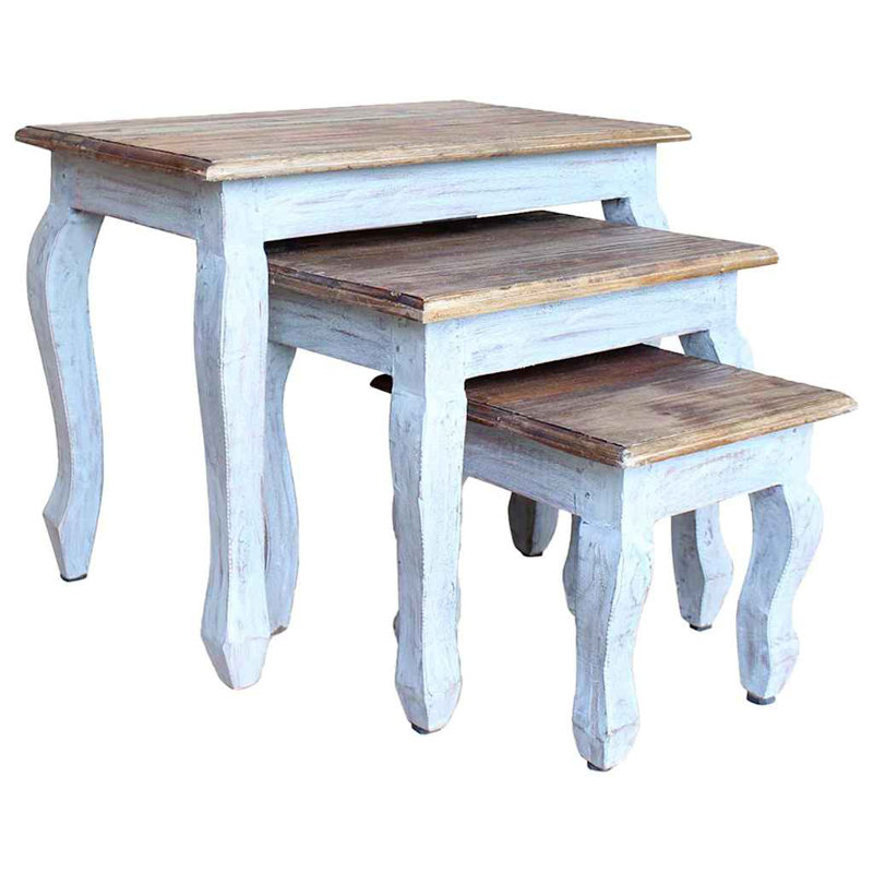 Pièces de table gigogne en bois massif récupéré