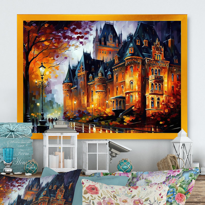 «Chateau Frontenac in Winter III», reproduction sur toile, L 32 po x H 24 po, Impression dorée sur toile encadrée