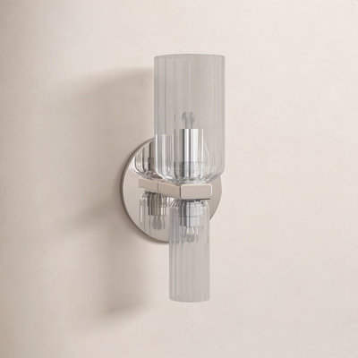 2 Light Glass Dimmable Candle Wall Light