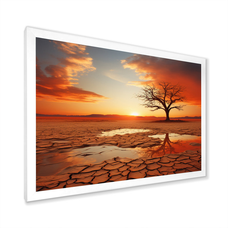 «Scenic Landscape Desert Mirage III», reproduction, H 30 po x l 40 po x P 1,5 po, Cadre simple blanc