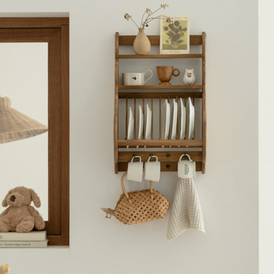3 tablettes murales en bois massif, présentoir à décor moderne pour chambre à coucher, salle de bain, cuisine, salon