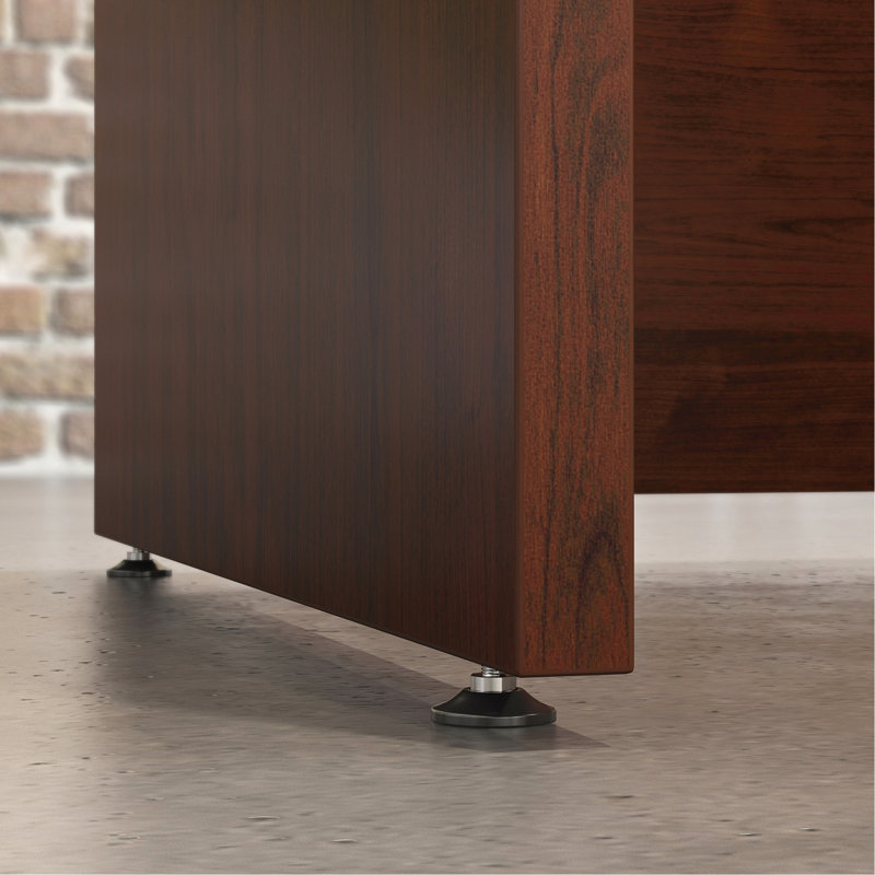 Bureau double L 60 po x 78 po Bowfront, finition rouge