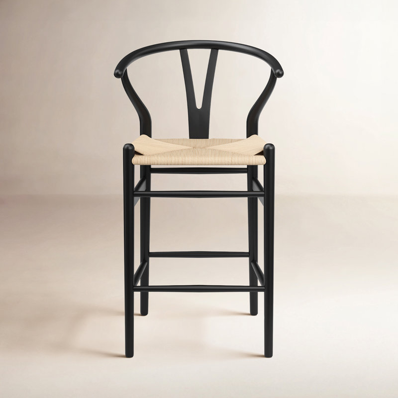 Margo 26" Wood Counter Stool, Beige/Black