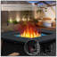 Table de foyer d'extérieur au propane durable de 32 pouces avec boule de verre bleue, table d'extérieur en osier de 50 000 BTU avec foyer au gaz carré en acier 2 en 1 certifié ETL (gris foncé)