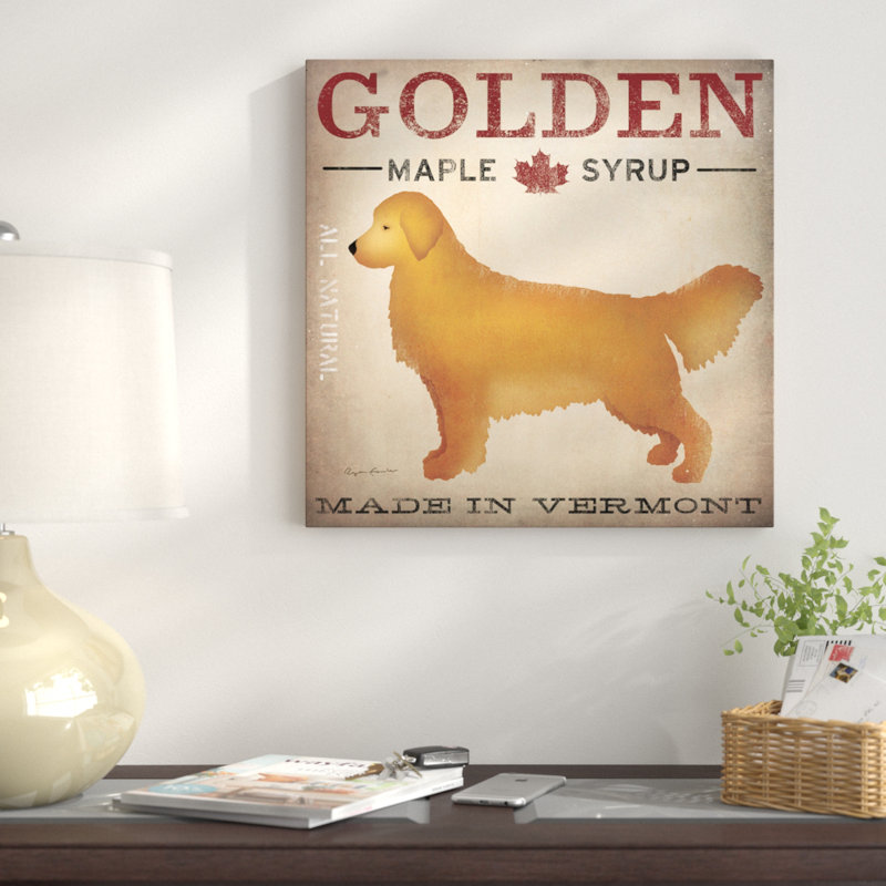 «Golden Maple Syrup», impression sur toile tendue, L 26 po x H 26 po, Toile encadrée noire, Blanc