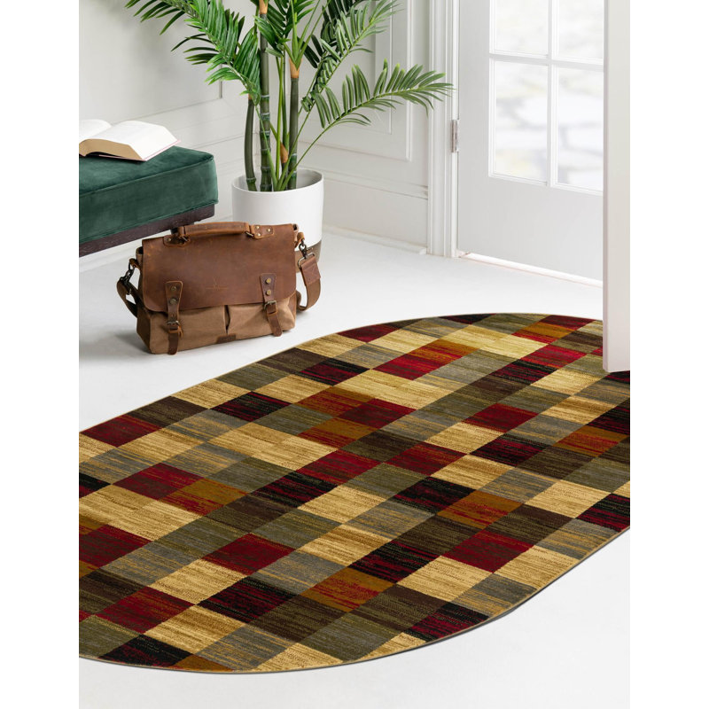 Geometric Indoor Rug, Oval 7'10" x 10'