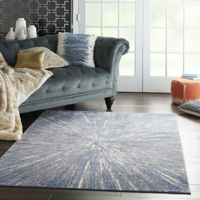 Tapis abstrait bleu / beige Sariya