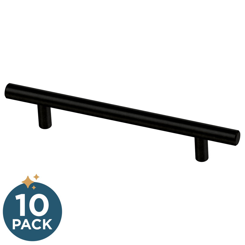 Matte Black Stainless Steel Modern Bar Pulls Set of 10
