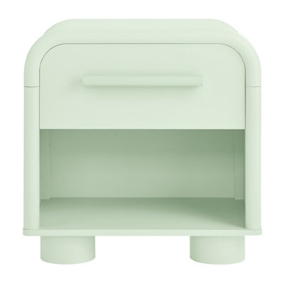 Rayshawn Curved 1-Drawer Nightstand in Sage