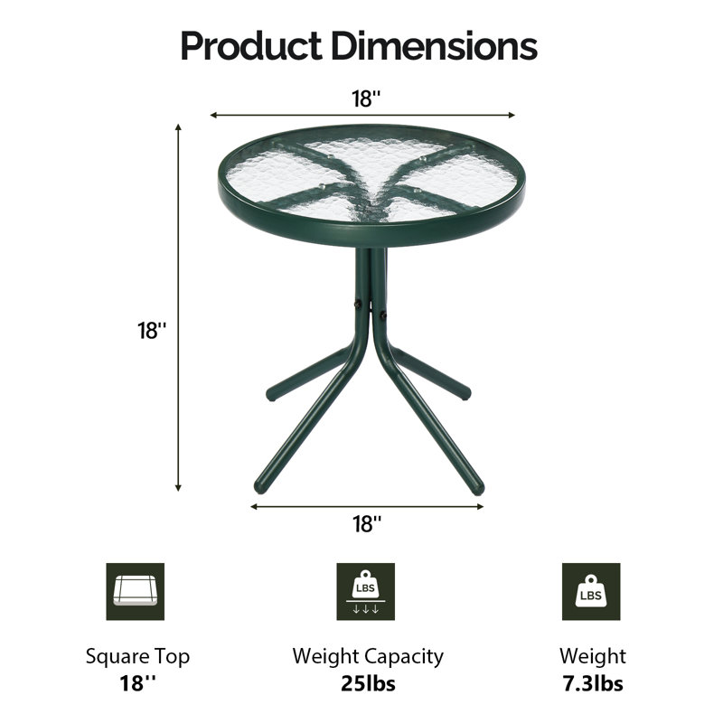Table d'appoint ronde 18 po, vert, Vert