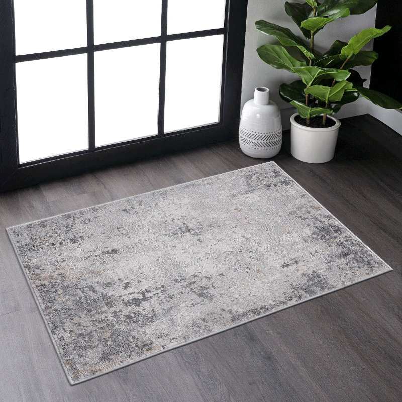 Ivory Sand Abstract Non-Shedding Area Rug - Stylish, Stain Resistant For Living Room, Bedroom, Dining, Or Home Office