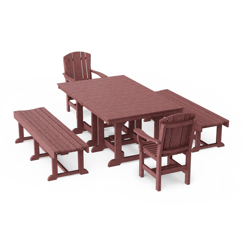 Ensemble de salle à manger rectangulaire avec bancs 5 pièces Heritage, Bois de cerisier