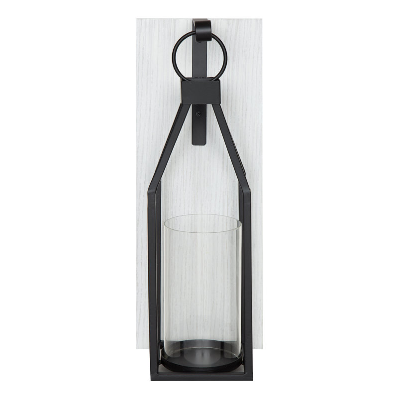 Applique murale en métal / bois / verre 18,75 po Martinek, Blanc
