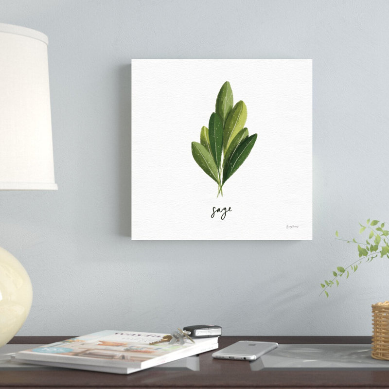 «Herbs II White» par Becky Thorns - reproduction d'art sur toile tendue, H 12 po x l 12 po