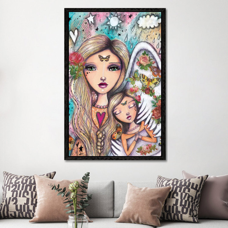 Angels With You by Tamara Laporte - Painting on Canvas, 152.4cm H x 101.6cm W x 3.81cm D, Black Framed