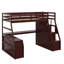 Lit mezzanine simple avec 7 tiroirs, 2 tablettes et un bureau