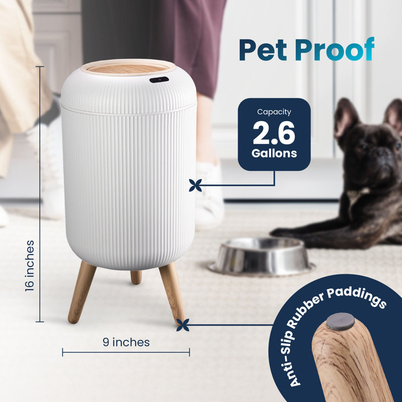 Liba Motion Sensor Trash Can, Touchless Automatic Waterproof Garbage Can For Kitchen, Bathroom, White
