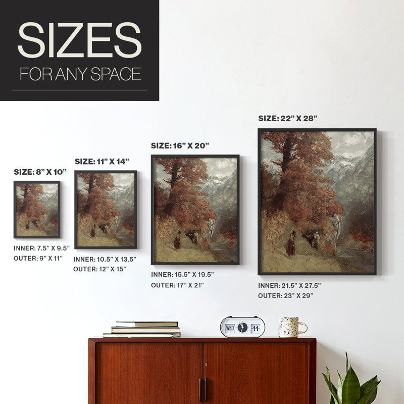 Vintage Landscape CLXV Framed Print - Solid Wood, Noir, noir, noir, noir, H 30 po x l 24 po