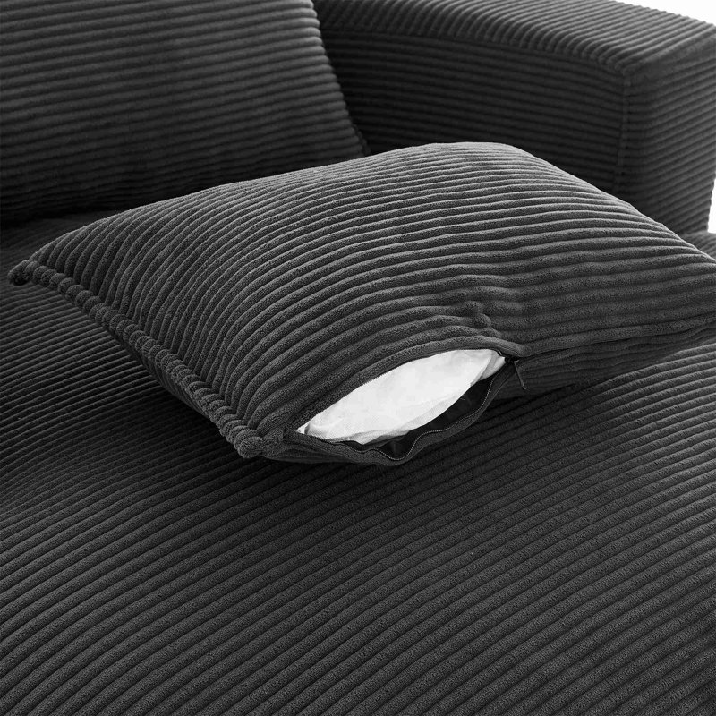 Fauteuil demi-tonneau pivotant à 360 ° avec coussin double couche et 3 coussins, Noir