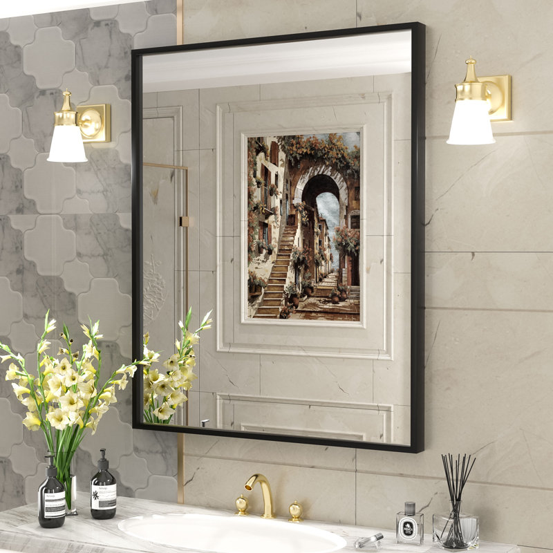 Miroir mural Amara, 36 po x 30 po, Argent brossé