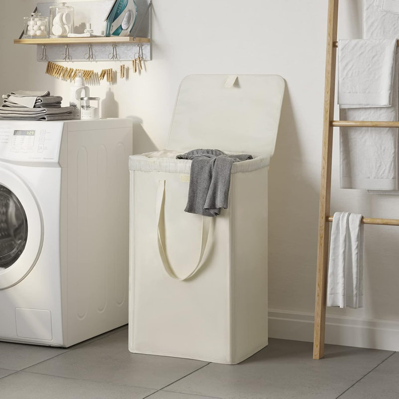 100L Laundry Hamper With Lid, Large Foldbale Laundry Basket With 2 Removable Bags And Handles, Tall Collapsible Dirty Clothes Hamper For Laundry Room, Bathroom, Dorm