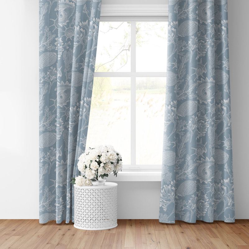 Shellabrate Cornflower Cotton Rod Pocket Drapery Panel Set of 2, 50" W  x 108" L