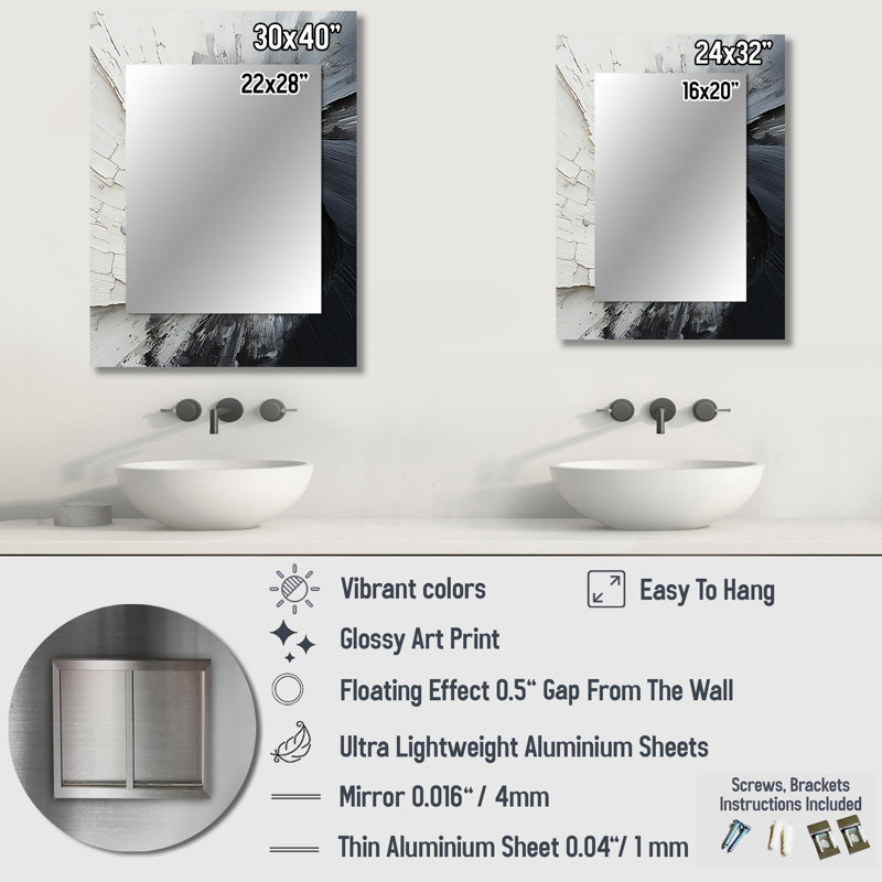 Contrast Harmony III - miroir unique spirales abstraites, grand miroir mural beige, impression d'art en métal, 40 po x 30 po
