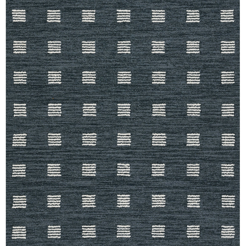 Hand Tufted Blue and White Wool Geometric Rug, 2' x 3'
