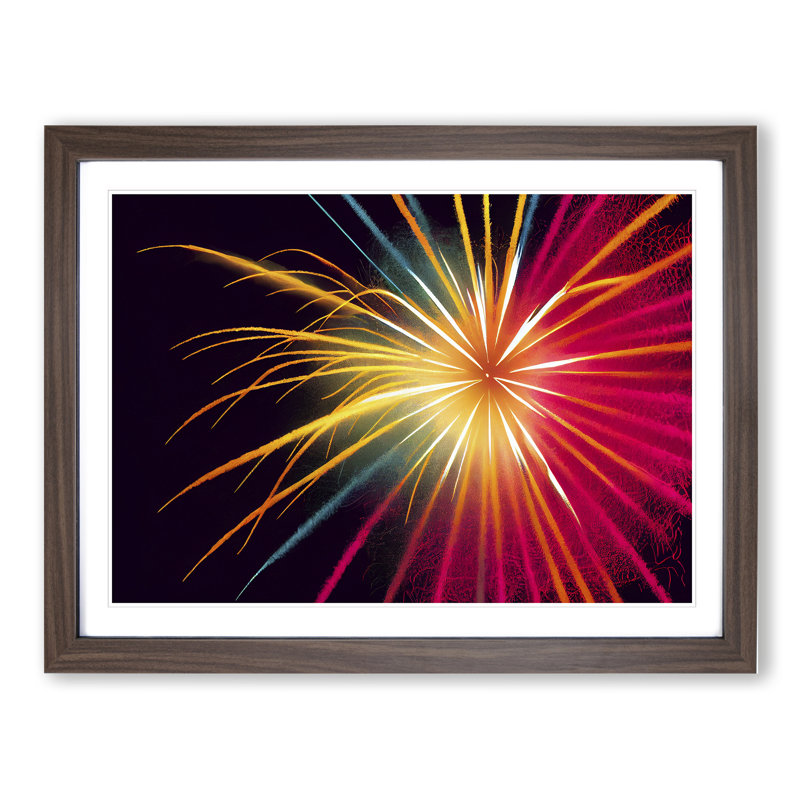 Handsome Fireworks - Single Picture Frame Print, 25cm H x 34cm W x 2cm D, Walnut Framed