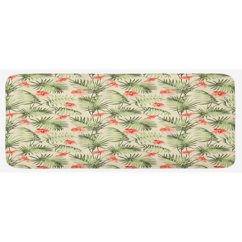 Coastal Floral Synthetic Kitchen Mat
