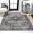 Alacati Ogee Medallion Machine-Washable Dark Gray/Light Gray Rug-1649098144