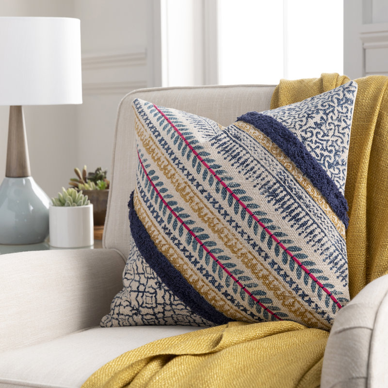 Raja Cotton Throw Pillow, 18" H x 18" W, Down