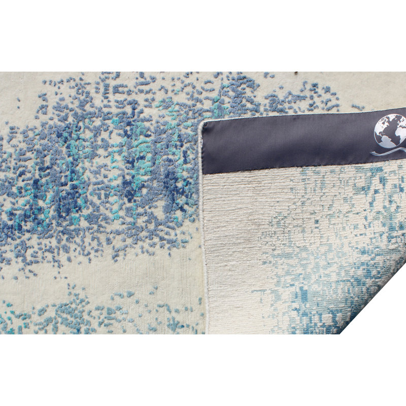 Hand Knotted Abstract Area Rug, Rectangle 9' x 12'
