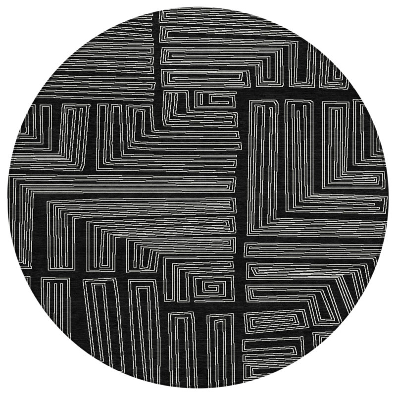 Tapis rond noir 8 po