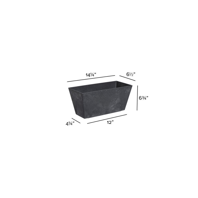 Wendover Window Box Planter, 6.75" H x 14.25" W x 6.75" D, Black