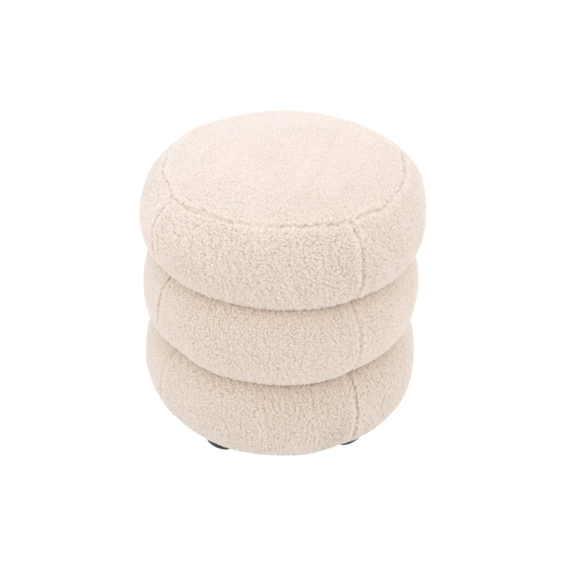 Tulum Round Ottoman, Brisbane Cream Polyester Blend