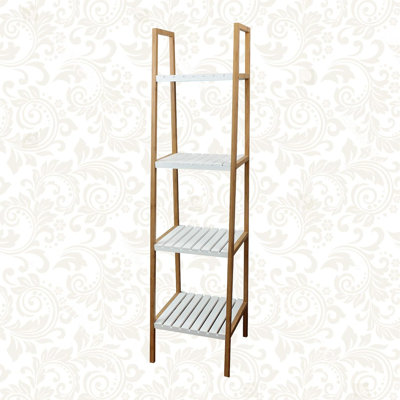 Étagère multifonctionnelle à 4 niveaux avec finition en bois naturel pour la chambre à coucher et le salon