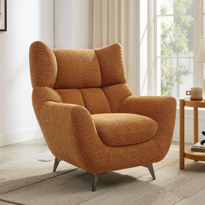 34.65''Modern Boucle High-Back Wingback Accent Reading Armchair