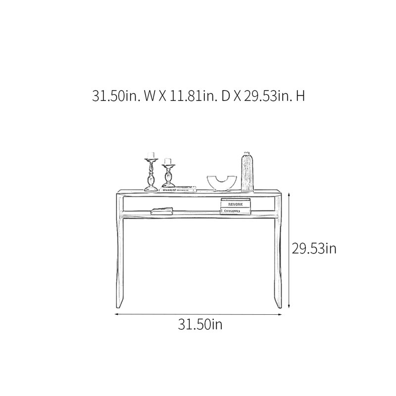 Console Modern Minimalist, H 29,53 po x l 31,5 po x P 11,81 po, Bois brun foncé