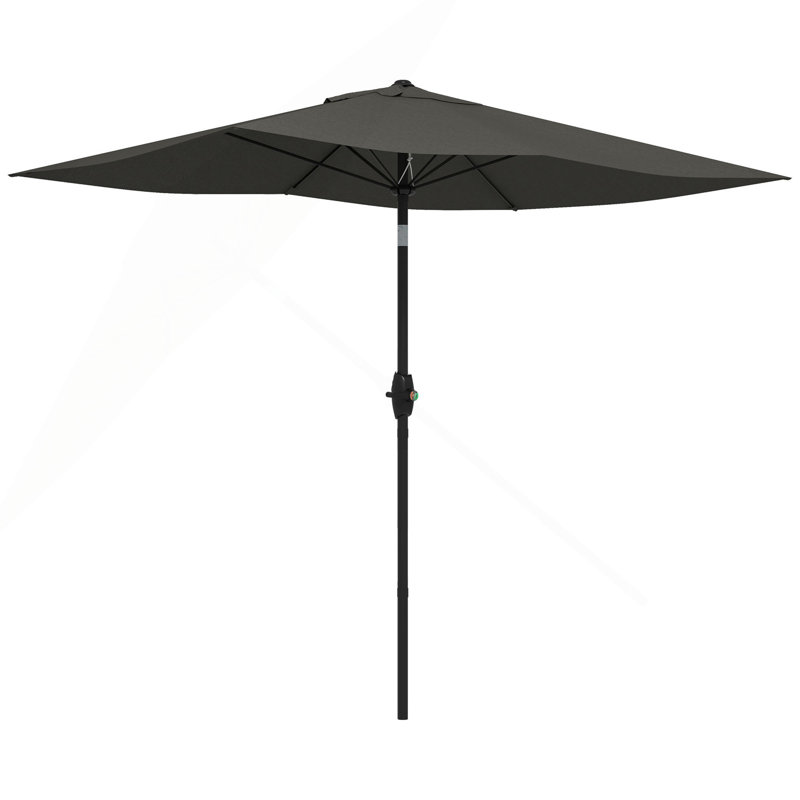 Parasol de marché d'extérieur de 6,5 pi x 10 pi avec manivelle et inclinaison à bouton-poussoir Outsunny