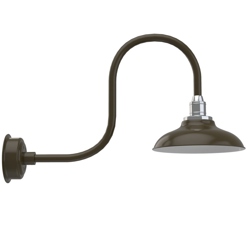 Luminaire de grange d’extérieur à del Ludwicka, H 9 po x l 12 po x P 17 po, Bronze acajou