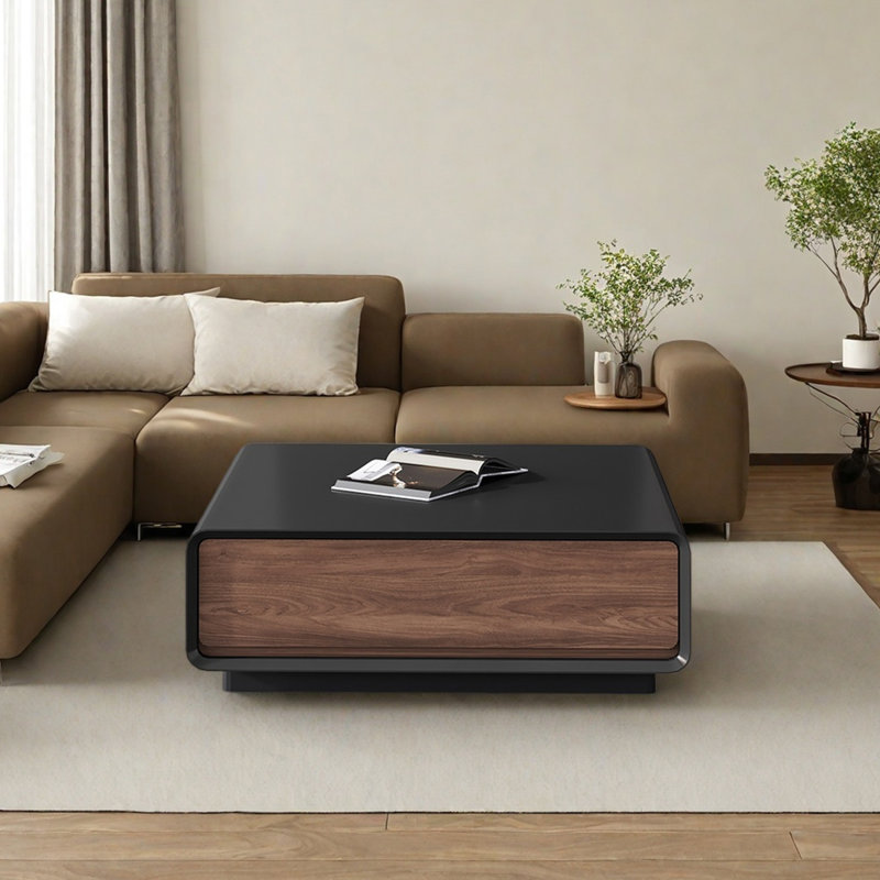 Table basse en bois avec tiroirs de rangement